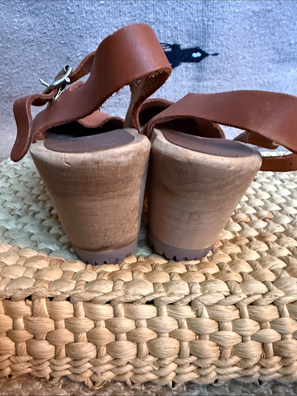 MIA Swedish Leather Clog Heels in Cognac Brown - Women's Slingback Clogs - Picture 5 of 6